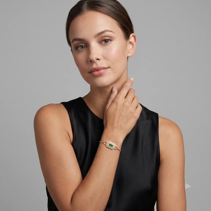 Northern Gemstone Diamond Link Bracelet in 14K Yellow Gold