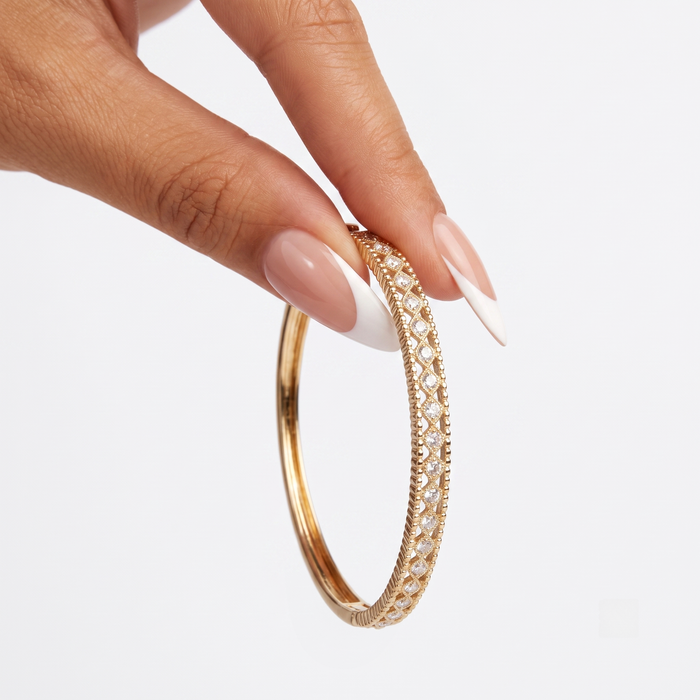 Golden Weave Diamond Textured Bracelet in 14K Yellow Gold