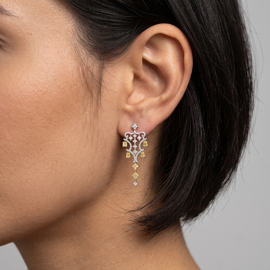 Multishape Pushback Chandellier Earrings in 18K Yellow Gold