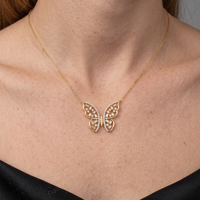 Kyanite Diamond Pendant Necklace in 14K Yellow Gold