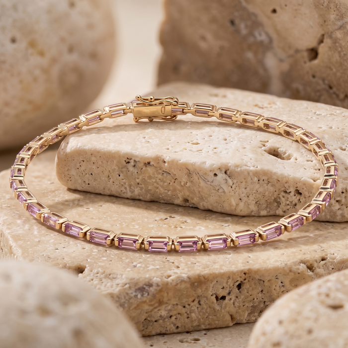 Lavender Dream 14K Yellow Gold Baguette Bracelet