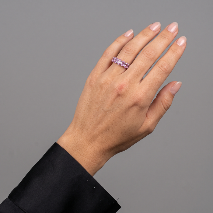 Pink Sapphire Eternity 14K White Gold Ring