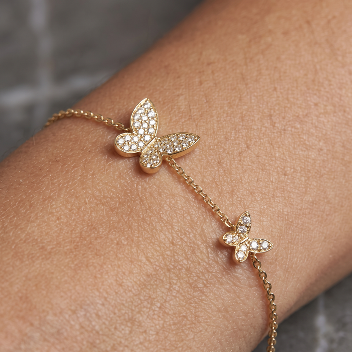 Butterfly Dreams Diamond Chain Bracelet in 14K Gold