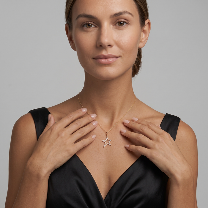 Diamond Rise Star Pendant Necklace in 14K Yellow Gold