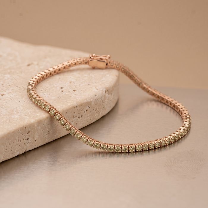 Green Sapphire Tennis Bracelet in 14K Yellow Gold
