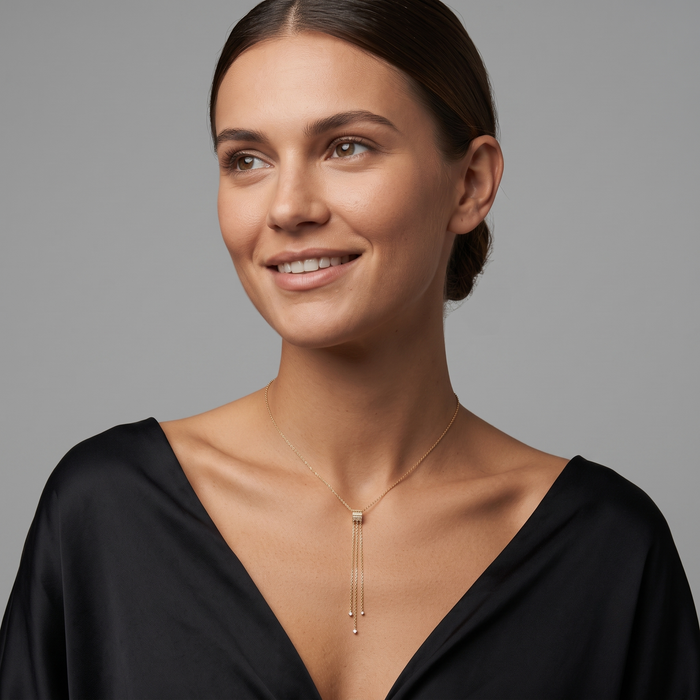 Diamond Mirage Lariat Necklace in 14K Yellow Gold