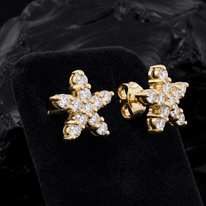 Pave Push Back Multi Color Star Shape Diamond Earrings