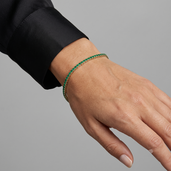 Classic Emerald Line 14K Yellow Gold Tennis Bracelet