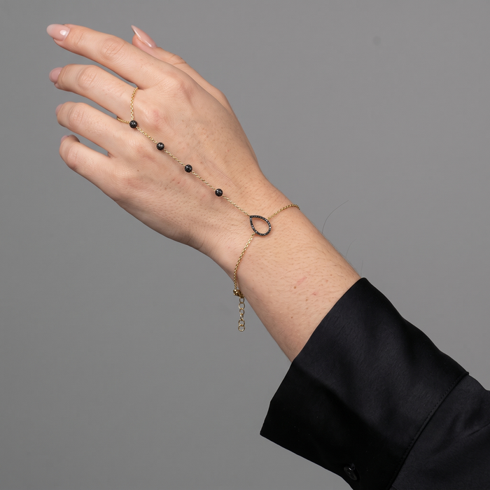 Midnight Mirage Hand Chain Bracelet in 14K Yellow Gold
