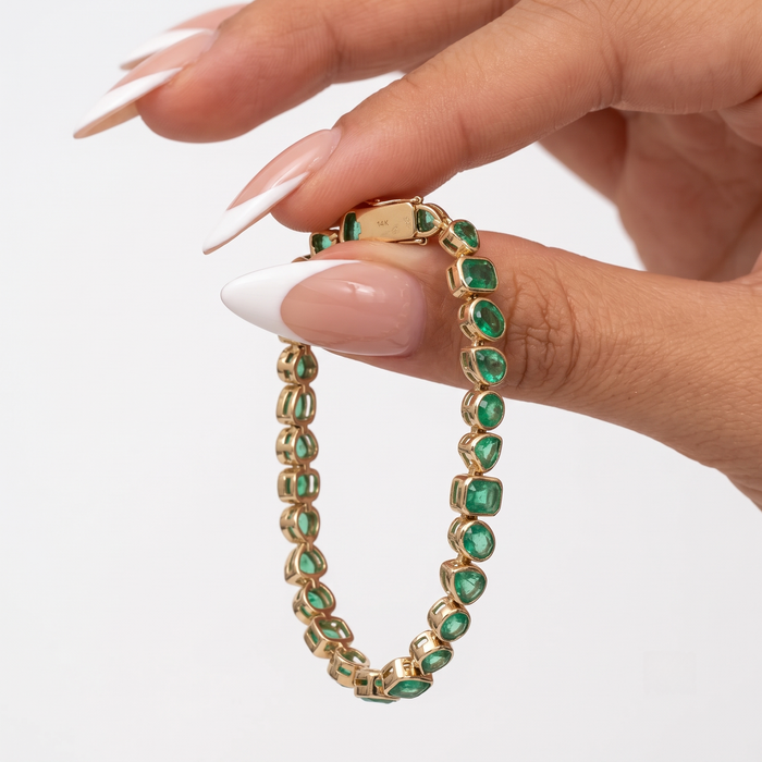 Heritage Emerald 14K Yellow Gold Tennis Bracelet