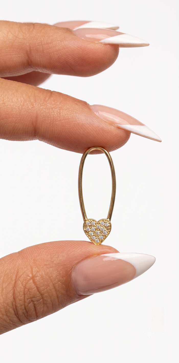 Heart Threader 14K (or 18k upon request) Yellow Gold Drop Diamond Earrings
