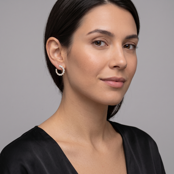 Golden Charm Diamond Hoop Earrings in 14K Yellow Gold