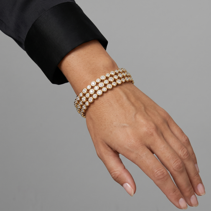 Victorian Vows Diamond Bangle Bracelet in 14K Yellow Gold