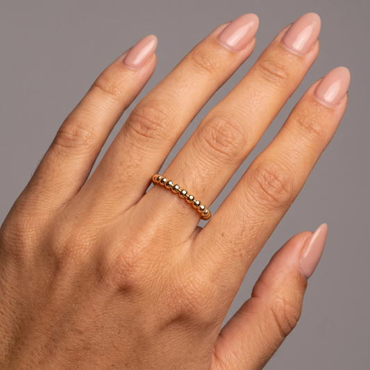 Minimalist Beaded Stacking Ring in 14K Gold