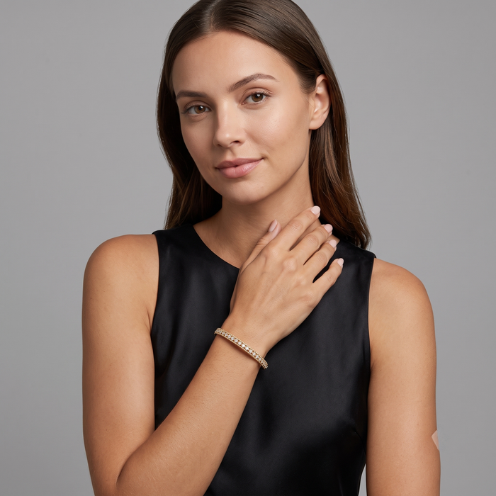 Golden Weave Diamond Textured Bracelet in 14K Yellow Gold