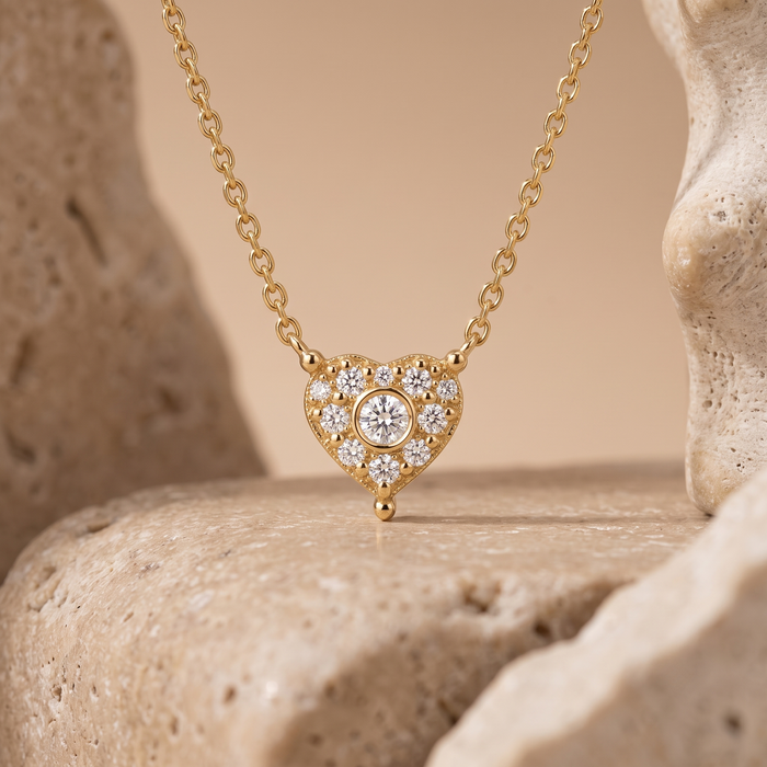 Diamond Heart Cluster Pendant Necklace in 14K Gold