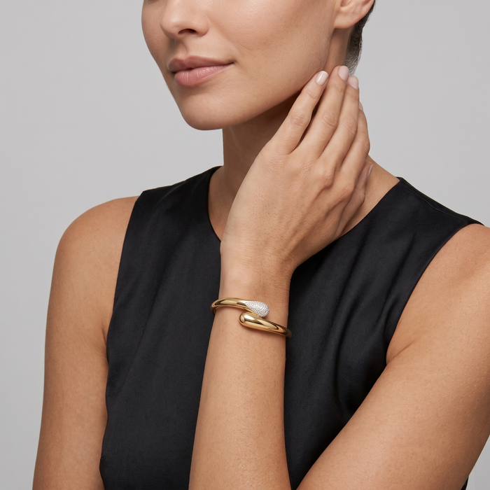 Halo Diamond Bangle Bracelet in 14K Yellow Gold