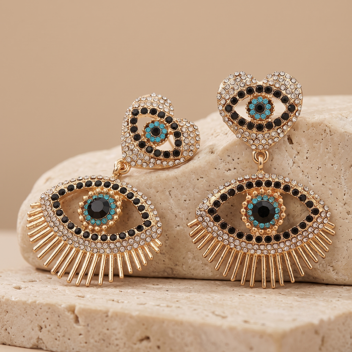 Chandelier Diamond Eye Drop Earrings in 18K Yellow Gold