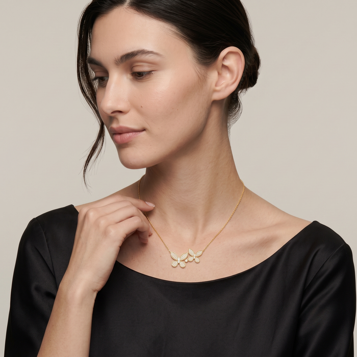Diamond Cut Butterfly Pendant Necklace in 14K Yellow Gold