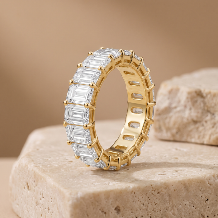 Emerald Cut Diamond Eternity Wedding Band Ring in 14K Gold