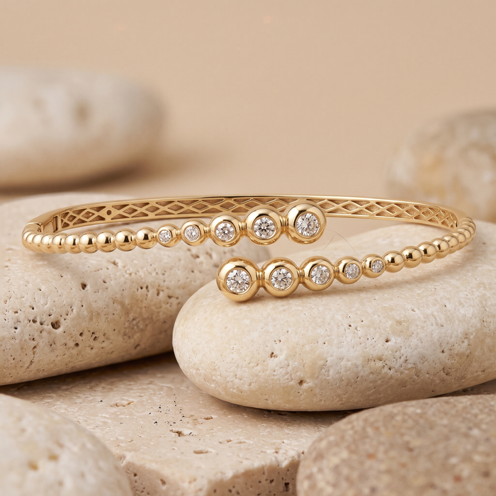Shine Brilliant Bangle Bracelet in 14K Yellow Gold