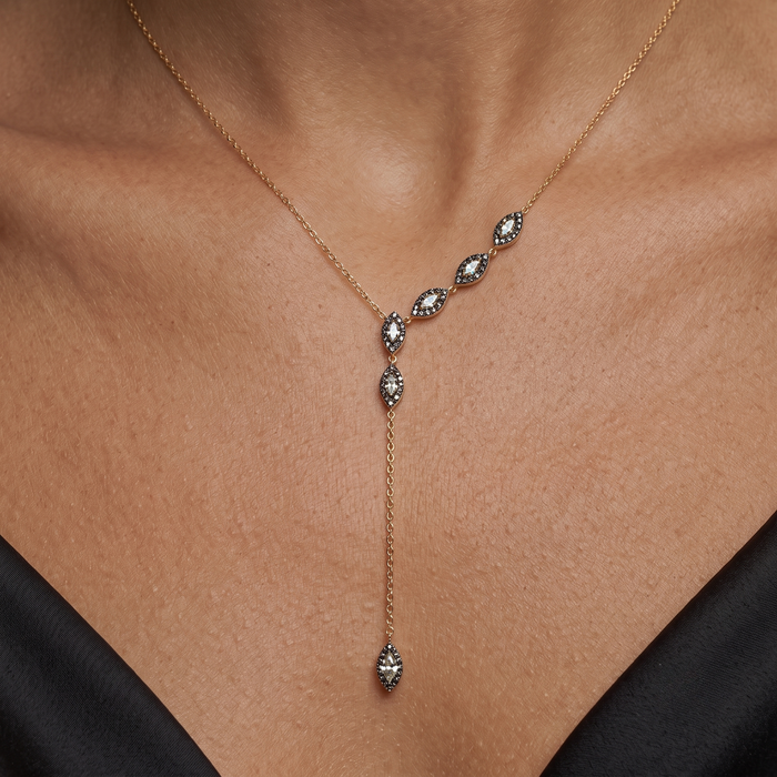 Brilliance Weave Diamond Lariat Necklace in 14K Yellow Gold