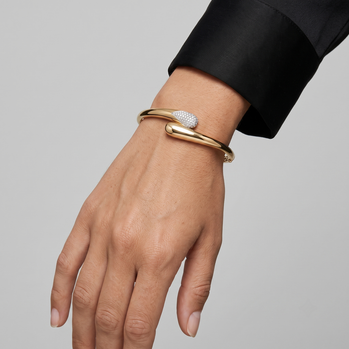 Halo Diamond Bangle Bracelet in 14K Yellow Gold