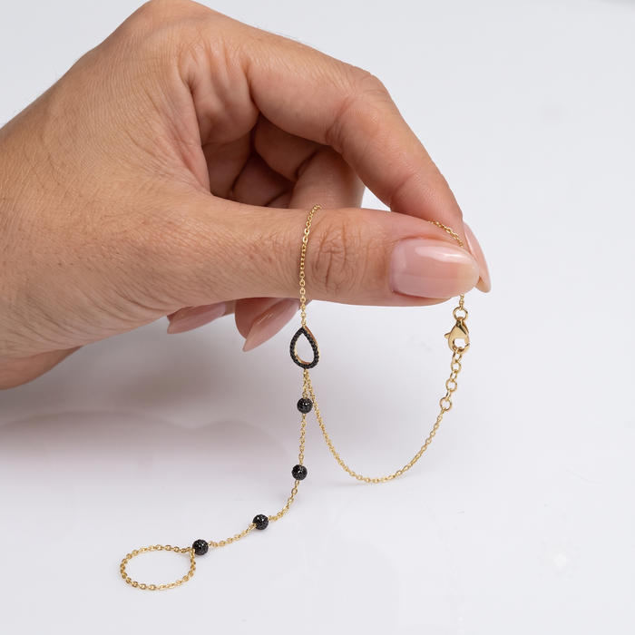 Midnight Mirage Hand Chain Bracelet in 14K Yellow Gold