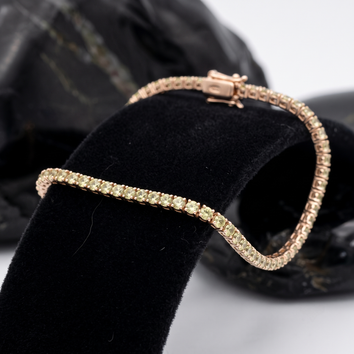 Green Sapphire Tennis Bracelet in 14K Yellow Gold