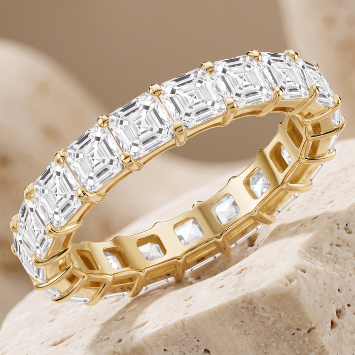 Asscher Cut Eternity Band Ring in 14K Gold