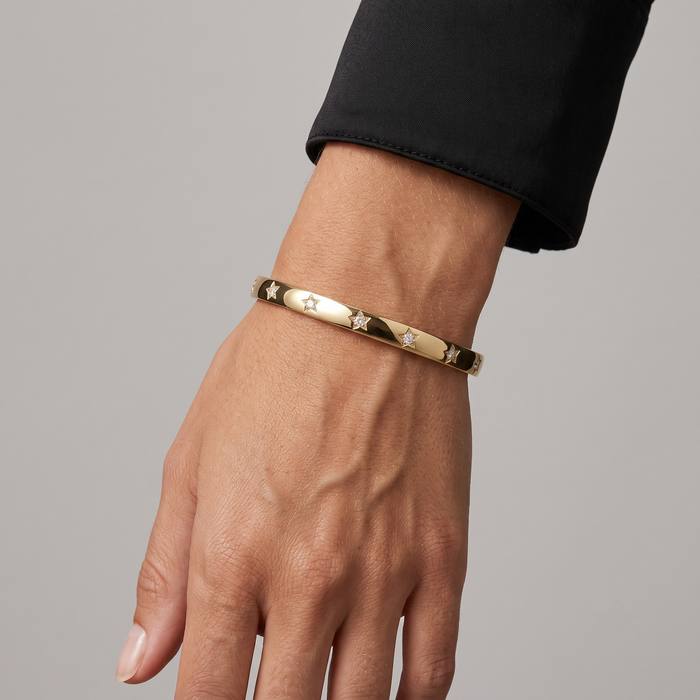 Sapphire Perfect Diamond Bangle Bracelet in 14K Yellow Gold