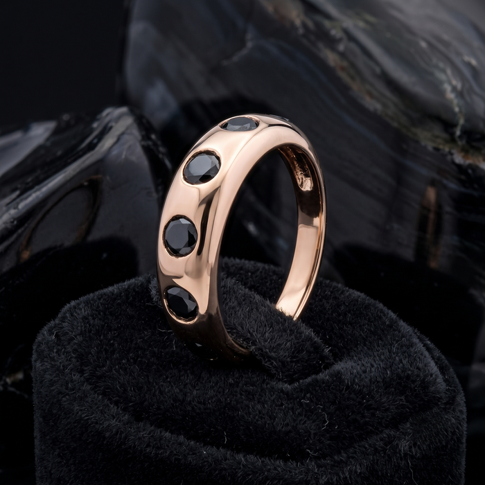 Black Diamond 14K Rose Gold Band Ring