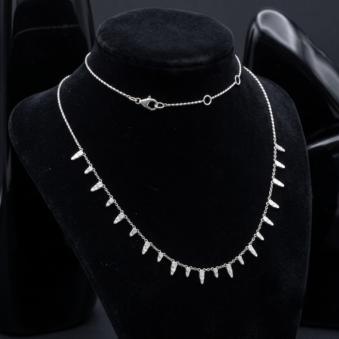 Spike Drop Diamond Necklace in 14K White Gold