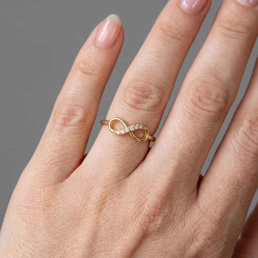 Round Diamond Infinity Pave Set Diamond Ring in 14K Gold