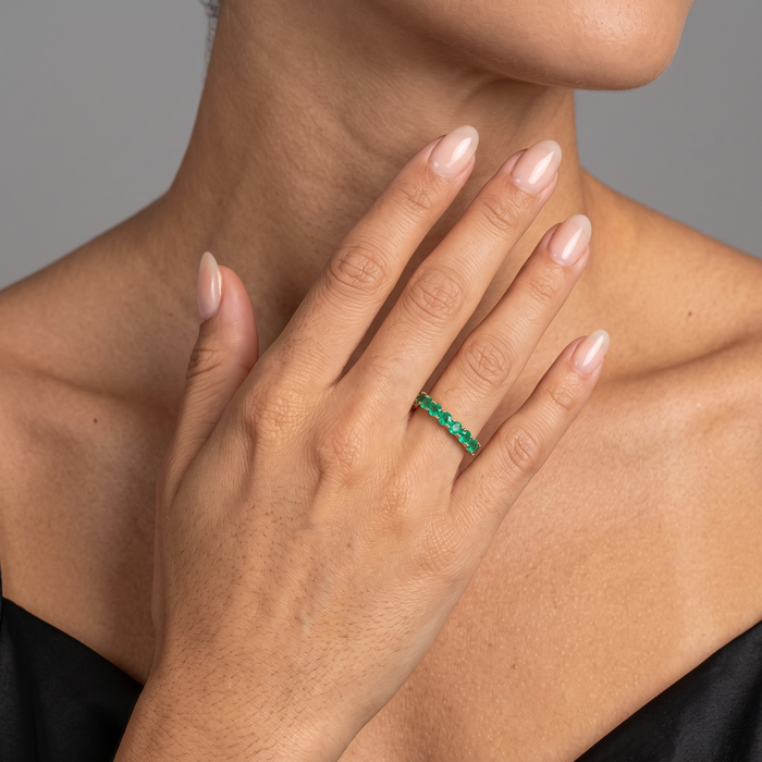 Emerald Eternity 14K Gold Band Ring