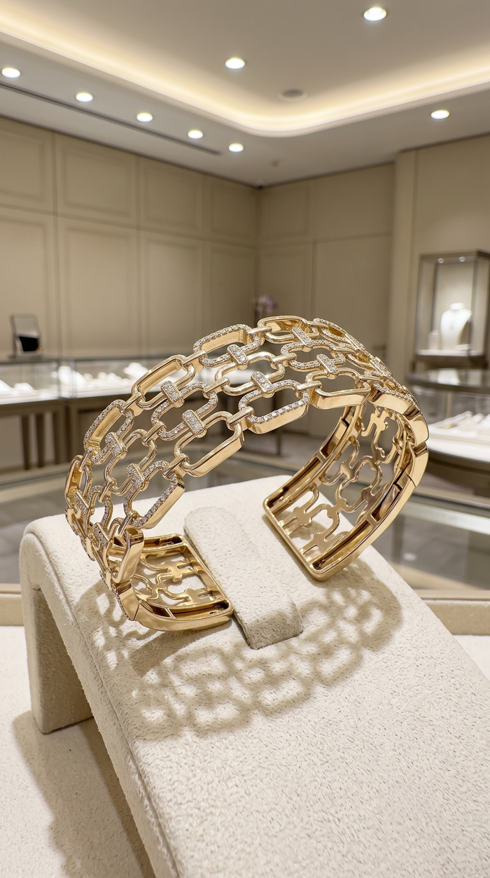 Singular Diamond Bangle Bracelet in 14K Yellow Gold