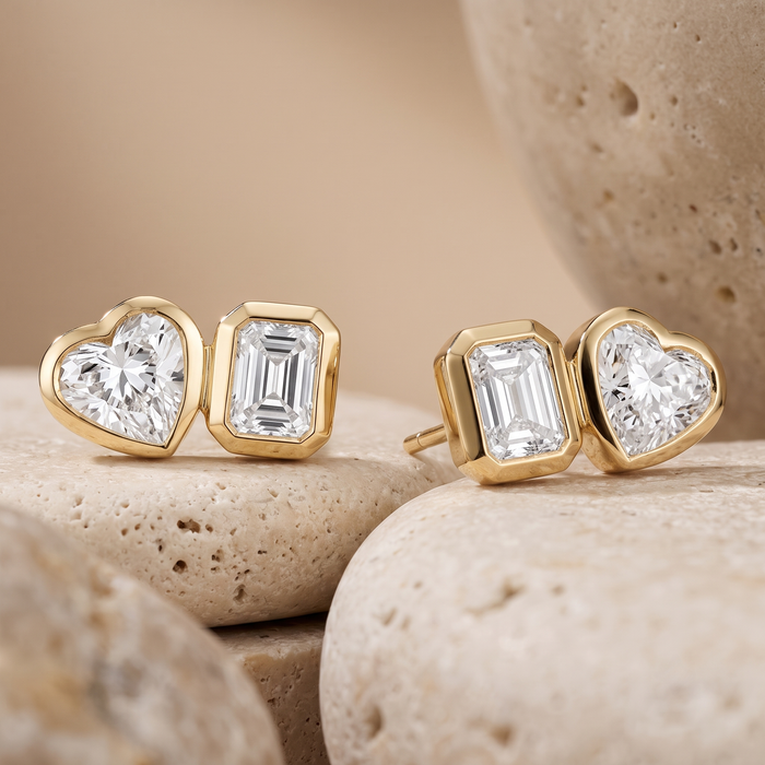 Premium Diamond Stud Earrings in 14K Yellow Gold