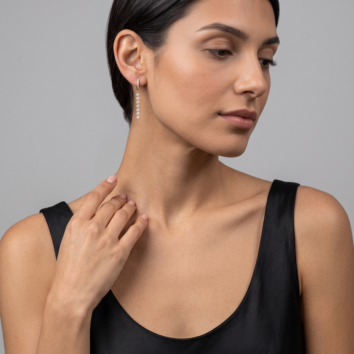 Charismatic Diamond Drop Silk Earrings in 14K Yellow Gold