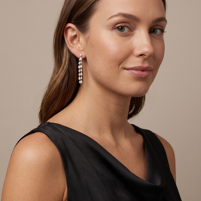 Pear Shape Diamond Hoop Earrings in 14K Yellow Gold