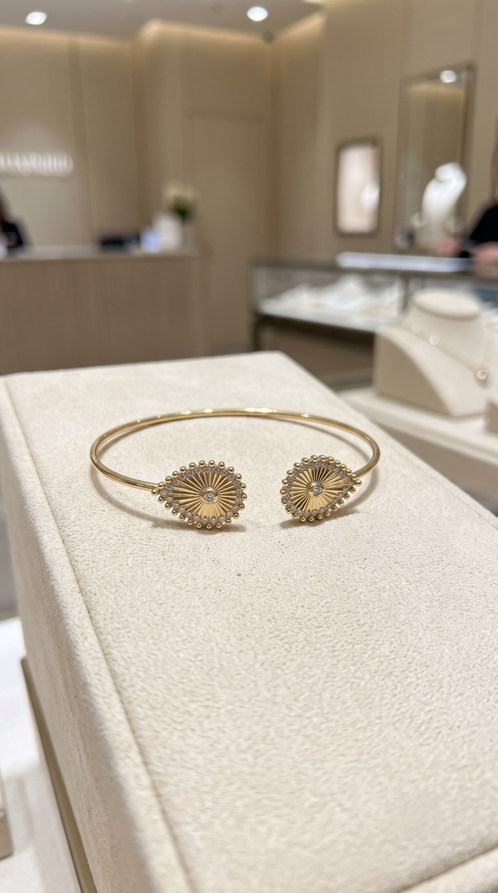 Shiny Bangle 14K (or 18k upon request) Yellow Gold Diamond Bracelet