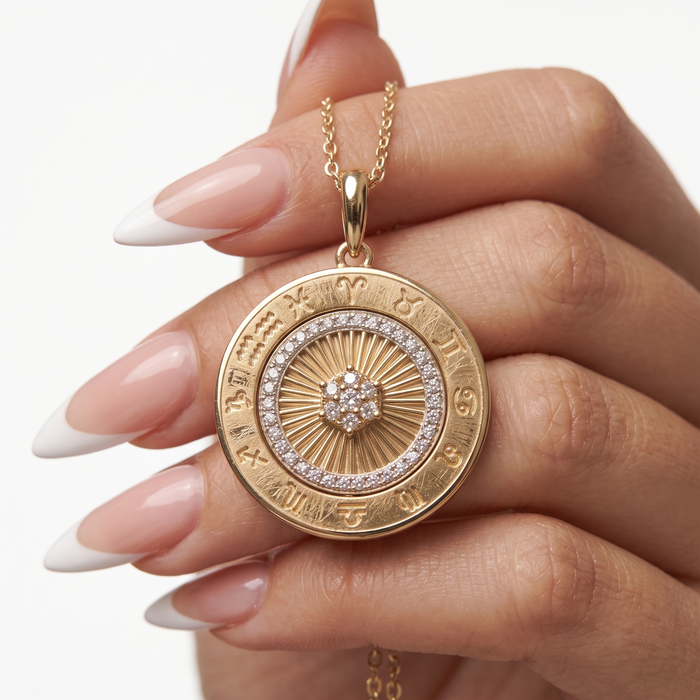 Clarity Round Pendant Diamond Necklace in 14K Yellow Gold