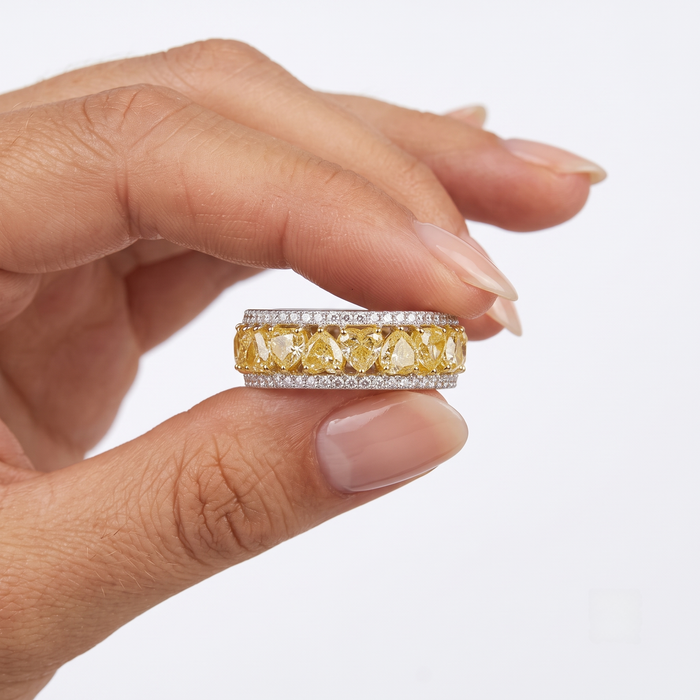 Canary 14K Yellow Gold Diamond Double Row Eternity Band Ring