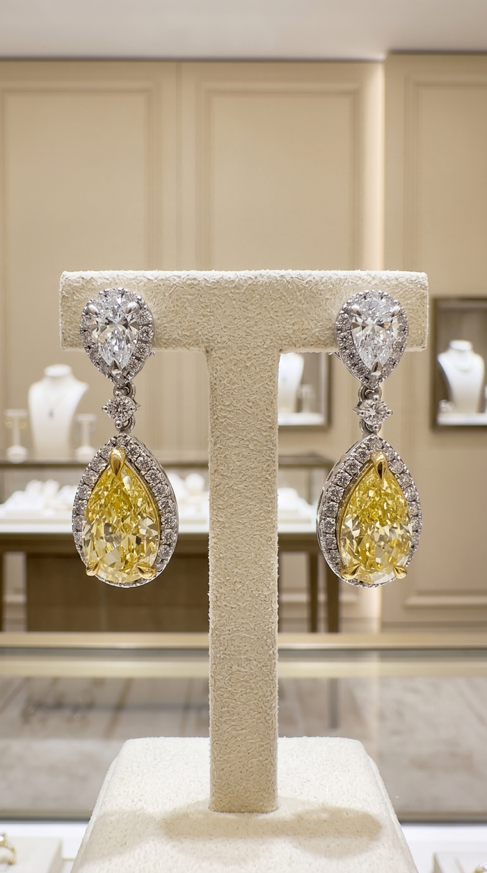 Pear Shaped 14K Drop Diamond Waterfall Earrings