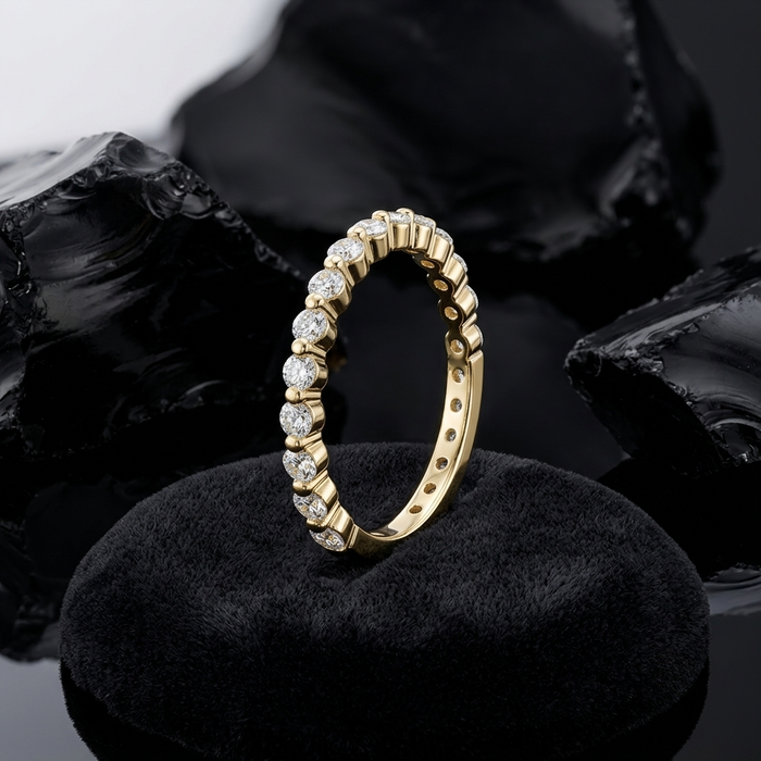 Floating Eternity Band Diamond Ring in 14K Yellow Gold