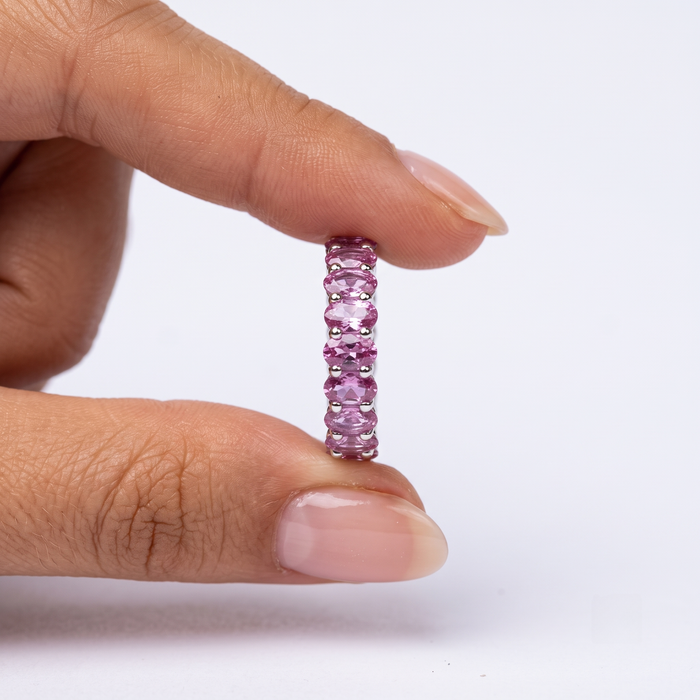 Pink Sapphire Eternity 14K White Gold Ring