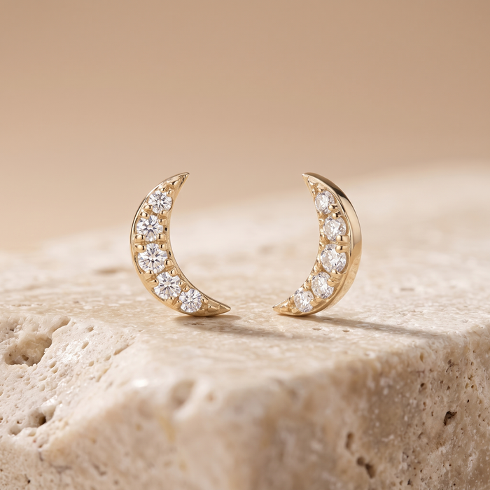 Ruby Diamond Stud Earrings in 14K Yellow Gold