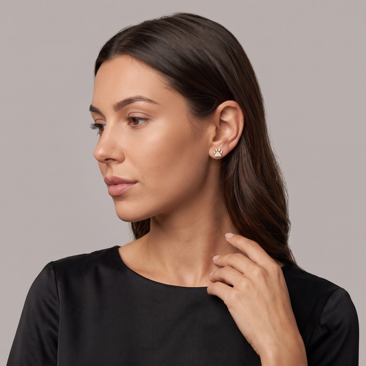 Pave Diamond Paw Stud Earrings in 14K Yellow Gold