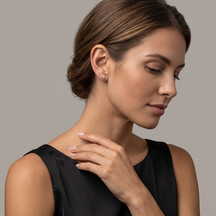 Two Round Diamond Stud Earrings in 14K Yellow Gold