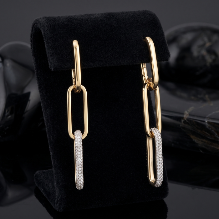 Flow Diamond Danglers Drop Earrings in 14K Yellow Gold