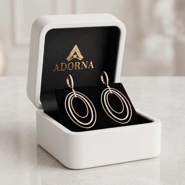 Echo Diamond Halo Drop Earrings in 14K Yellow Gold
